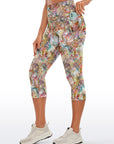 Botanical multicolor leaves capris