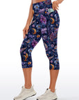 Exotic flower paisley dark capris