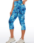 Abstract watercolor blue water ripples capris