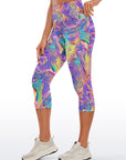 Colorful holographic abstract wavy water ripples capris