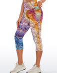 Colorful gradient marble gilt water ripple capris