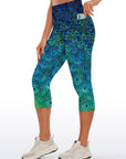 Animal blooming peacock feather capris