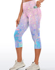 Rainbow shiny pink and blue gradient capris