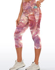 Pink water ripple gold glitter capris