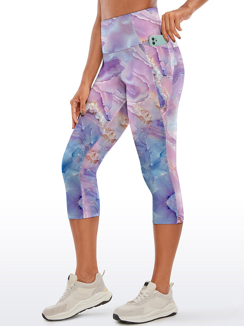 Abstract purple marble texture capris