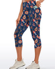 Halloween pumpkin broom dark blue capris