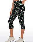 Animal chihuahua silhouettes doodle green and white capris