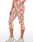 Fruit cherry pink white grid capris