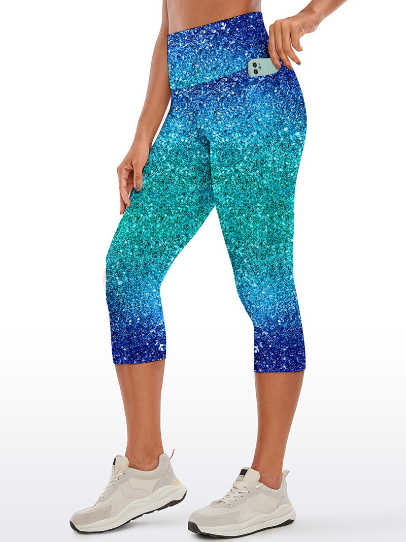 Blue light glitter gradient capris