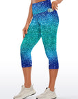 Blue light glitter gradient capris