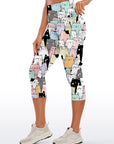 Animal cartoon colorful cat head capris