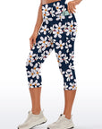 Flower white plumeria yoga capris