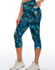 Blue and golden marble liquid water ripple capris