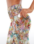 Botanical multicolor leaves capris