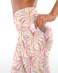 Botanical pink palm trees capris