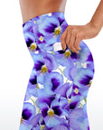 Flowers pansies seamless pattern capris