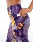 Abstract purple gilt water ripples with butterfly capris