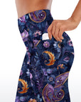 Exotic flower paisley dark capris