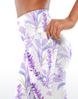 Elegant purple flower lavender capris