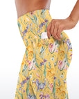 Watercolor whimsy meadow wildflowers capris