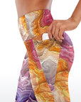 Colorful gradient marble gilt water ripple capris