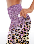 Animal leopard purple glitter capris