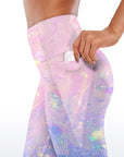 Rainbow shiny pink and blue gradient capris