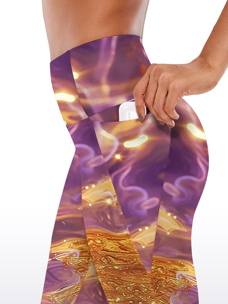 Water ripples with gold sunshine and purple captured capris