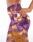 Water ripples with gold sunshine and purple captured capris