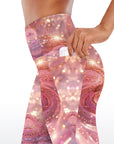 Pink water ripple gold glitter capris