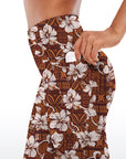 Hawaiian hibiscus brown capris