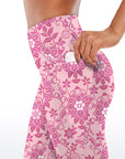 Seamless pink lace flower pattern capris