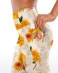 Flower chrysanthemum hand-painted capris