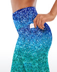 Blue light glitter gradient capris