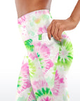 Colorful green pink tie dye seamless capris