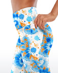 Colorful blue swirl tie dye capris