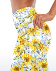 Flower watercolor sunflower yellow capris