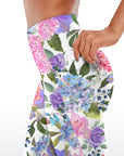 Flower hydrangea roses and leaves capris