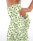 Funny smile dope faces seamless green capris