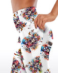 Skull with flowers and butterfly capris