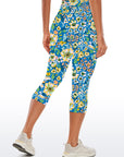 Flower big and small wildflower blue yoga capris