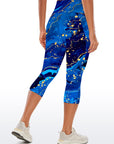 Water ripple blue abstract gilt tie dye capris