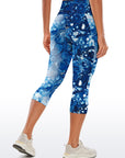 Abstract mixing blue tie dye water ripple capris