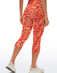 Flower abstract curly floral endless red capris