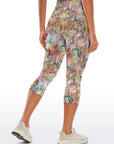 Botanical multicolor leaves capris