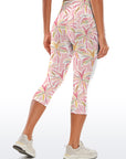 Botanical pink palm trees capris