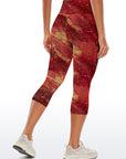 Shimmering gold glitter on red background capris