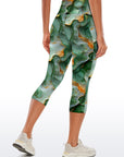 Abstract green watercolor gilt water ripples capris