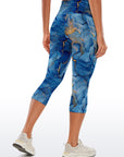 Abstract blue watercolor gold gilded capris