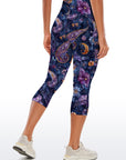 Exotic flower paisley dark capris